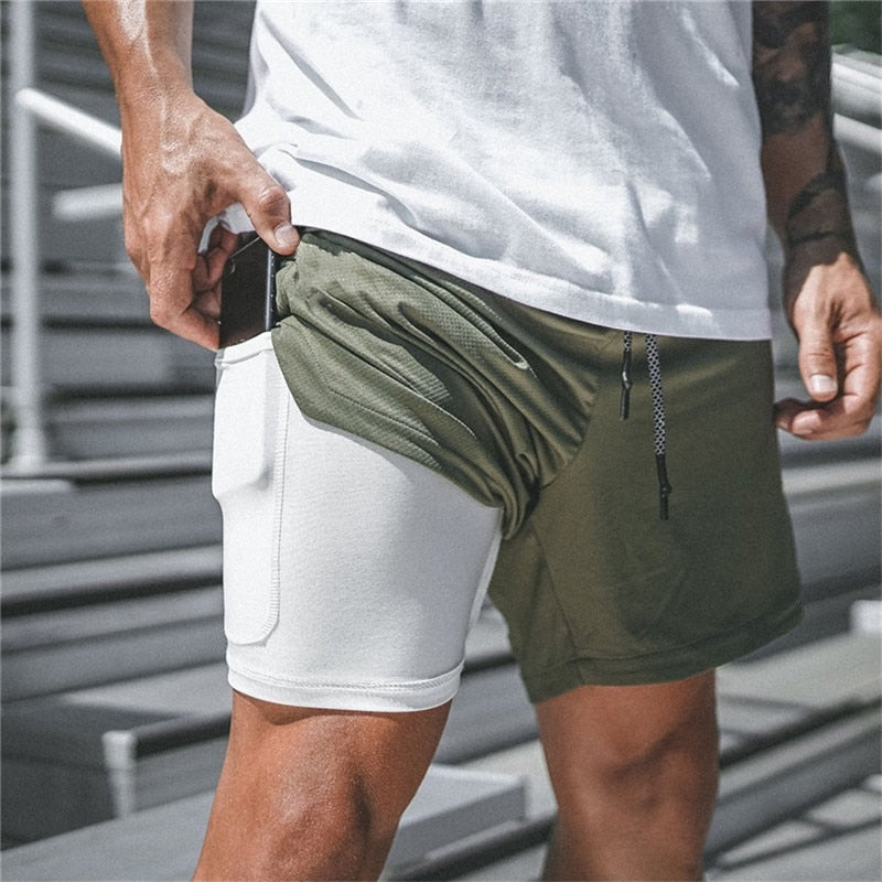 picture of a Plain Men's Swimming Shorts with Cellphone Storage green