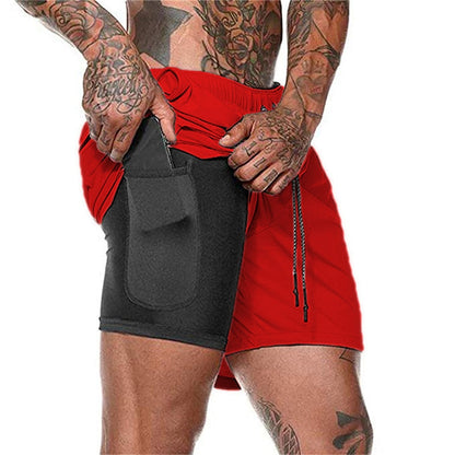 picture of a Plain Men's Swimming Shorts with Cellphone Storage red
