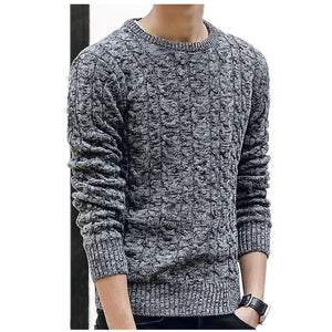 picture of a grey Plain Men's Pullover O-Neck Winter Sweater