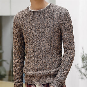picture of a brown Plain Men's Pullover O-Neck Winter Sweater