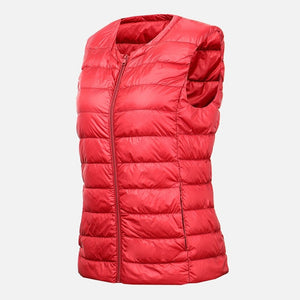 Picture of a Plain Women's Sleeveless Puffer Vest red