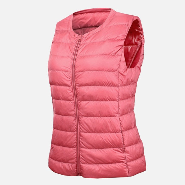 Picture of a Plain Women's Sleeveless Puffer Vest pink