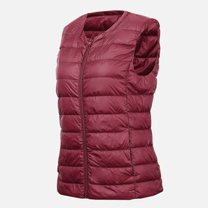 Picture of a Plain Women's Sleeveless Puffer Vest maroon
