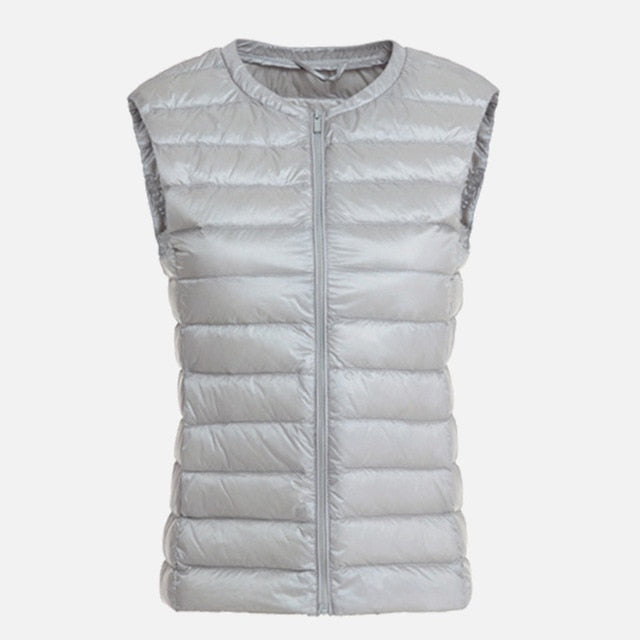 Picture of a Plain Women's Sleeveless Puffer Vest white