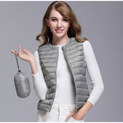 Picture of a Plain Women's Sleeveless Puffer Vest grey