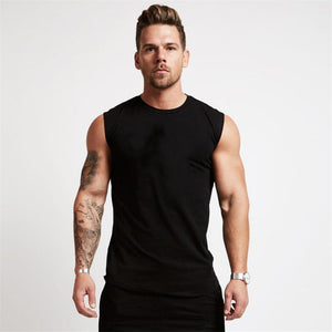 Men's Sleeveless Athletic Tank Top O-Neck Shirt black
