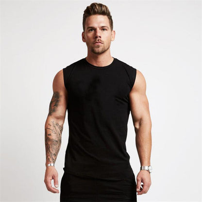 Men's Sleeveless Athletic Tank Top O-Neck Shirt blak