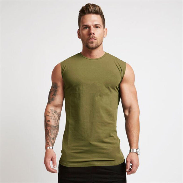 Men's Sleeveless Athletic Tank Top O-Neck Shirt green