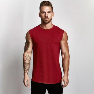 Men's Sleeveless Athletic Tank Top O-Neck Shirt red