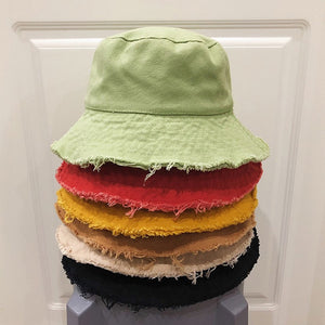 Picture of a collection of Plain Frayed Brim Bucket Hat