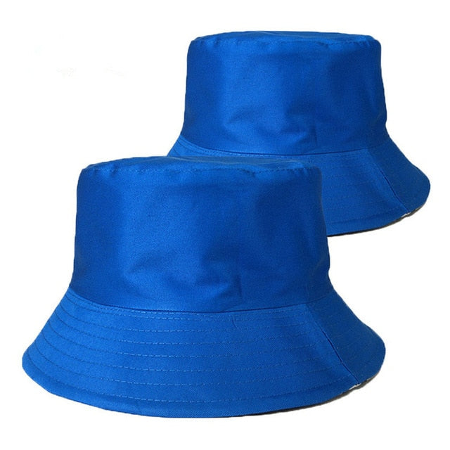 picture of two blue Plain Unisex Vibrant Bucket Hat