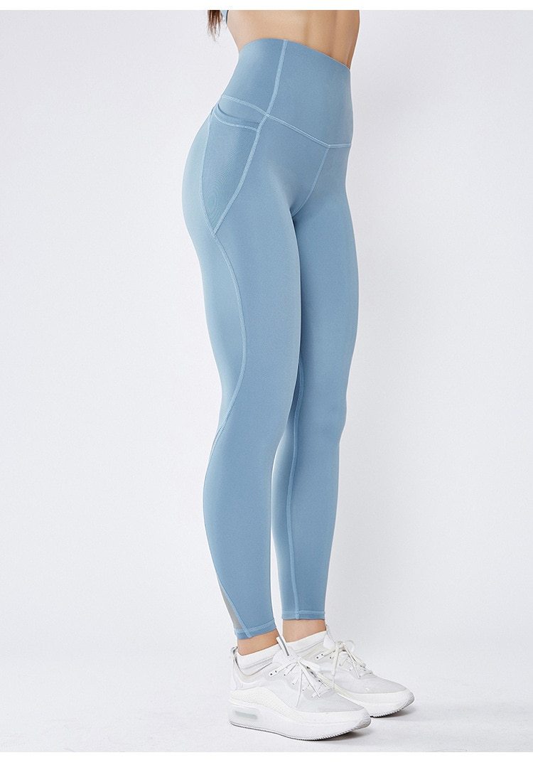 Picture of a Women's High Waist Workout Gym Anti-Sweat Leggings blue