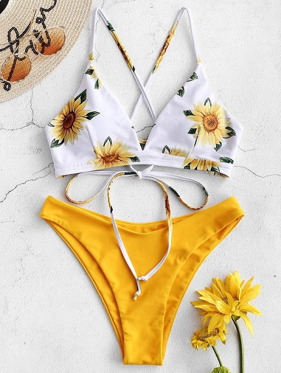 Picture of a Women's Sunflower Bikini Bathing Suit Set yellow