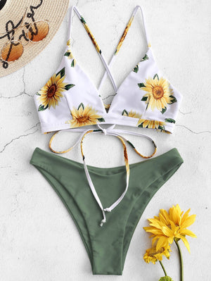 Picture of a Women's Sunflower Bikini Bathing Suit Set light green