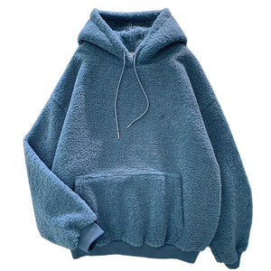 Picture of a Women's Oversized Soft Cotton & Microfiber Pullover Hoodie blue