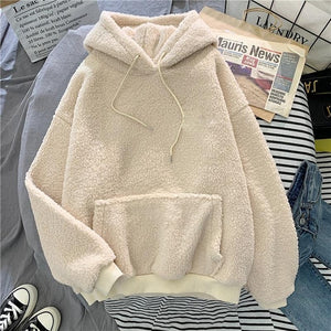 Picture of a Women's Oversized Soft Cotton & Microfiber Pullover Hoodie white