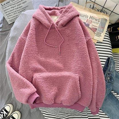 Picture of a Women's Oversized Soft Cotton & Microfiber Pullover Hoodie pink
