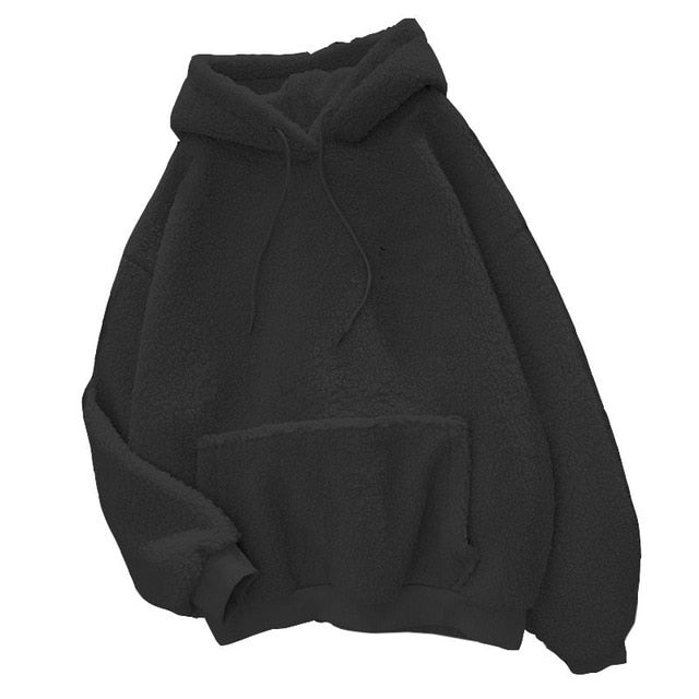 Picture of a Women's Oversized Soft Cotton & Microfiber Pullover Hoodie black