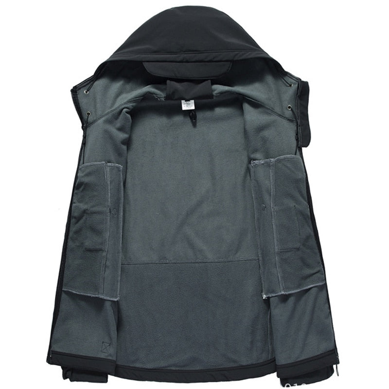 Picture of a Plain Men's Hooded Winter Jacket - Windproof and Waterproof open