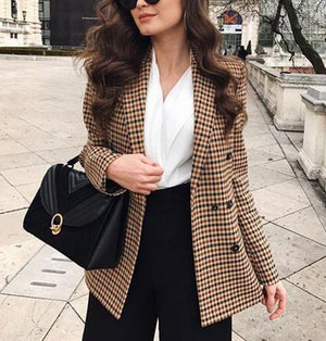Picture of a Plaid Women's Professional Blazer Jacket