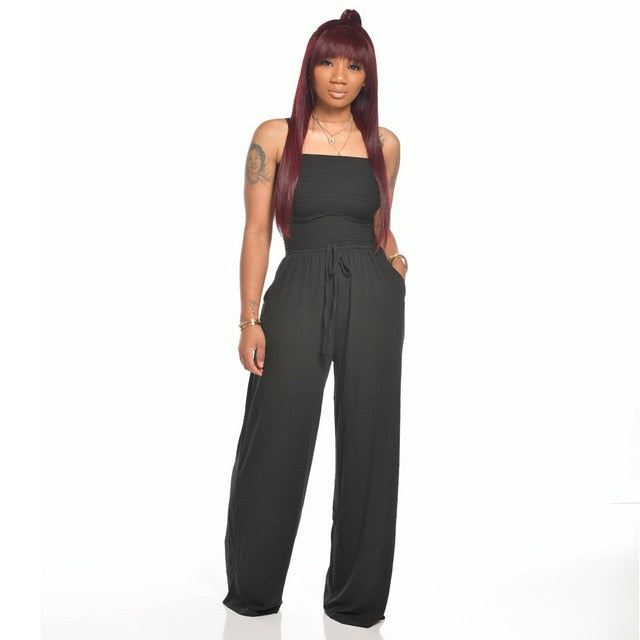 Picture of a Casual Women's Strapless Jumpsuit with Pockets black
