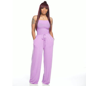 Picture of a Casual Women's Strapless Jumpsuit with Pockets purple