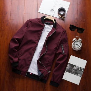 Picture of a Casual Men's Plain Bomber Jacket red