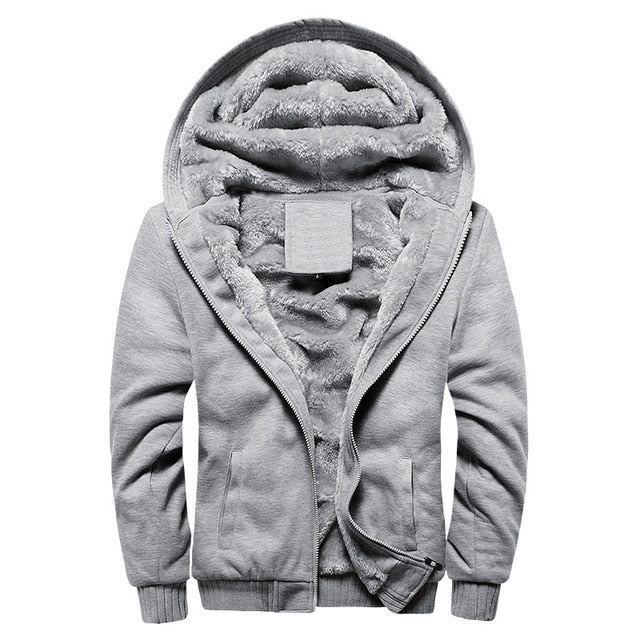 Picture of a Men's Thick Winter Zip-Up Hooded Sweatshirt and Jacket grey