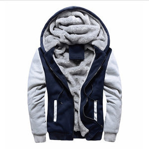 Picture of a Men's Thick Winter Zip-Up Hooded Sweatshirt and Jacket blue grey
