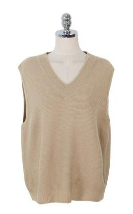 Picture of a Plain Women's Knitted Winter V-Neck Vest tan