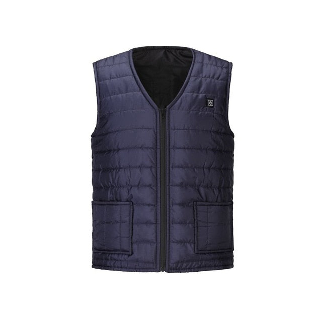 Picture of a Heated Winter Thermal Cotton Vest blue