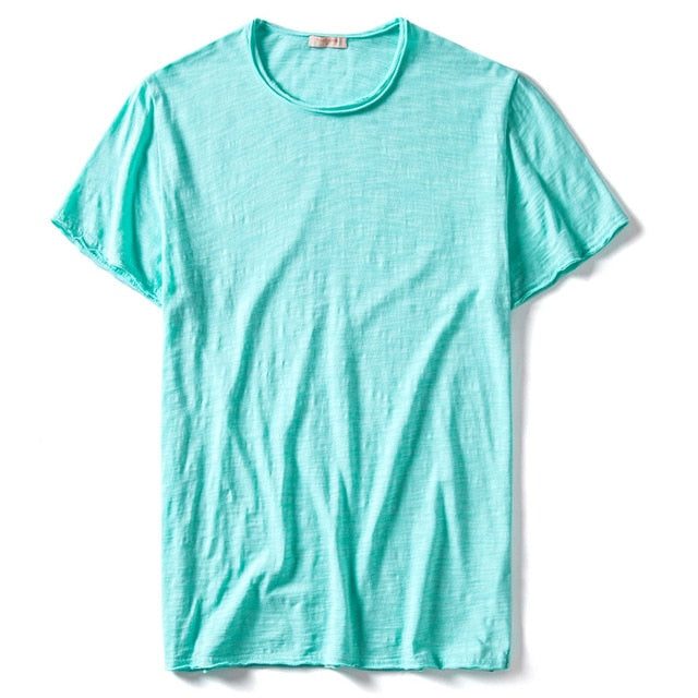 Picture of a Men's Short Sleeve Shredded Cotton T-Shirt light blue