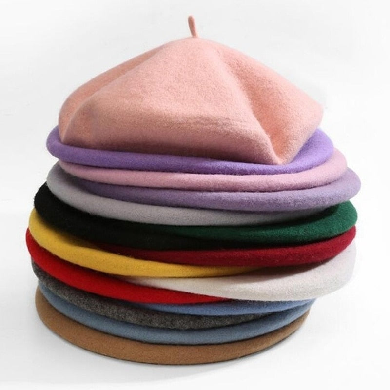 Picture of a Plain Women's Wool Beret hats