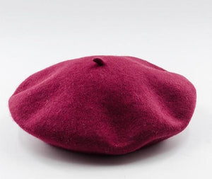 Picture of a Plain Women's Wool Beret wine red