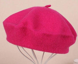 Picture of a Plain Women's Wool Beret rose red