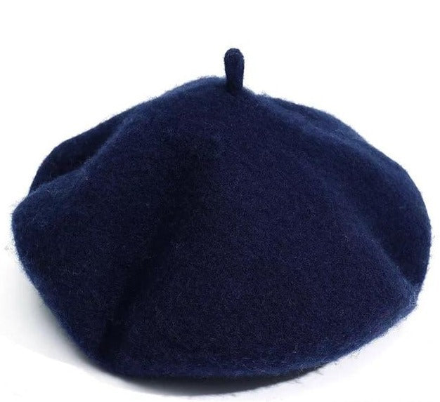 Picture of a Plain Women's Wool Beret dark blue