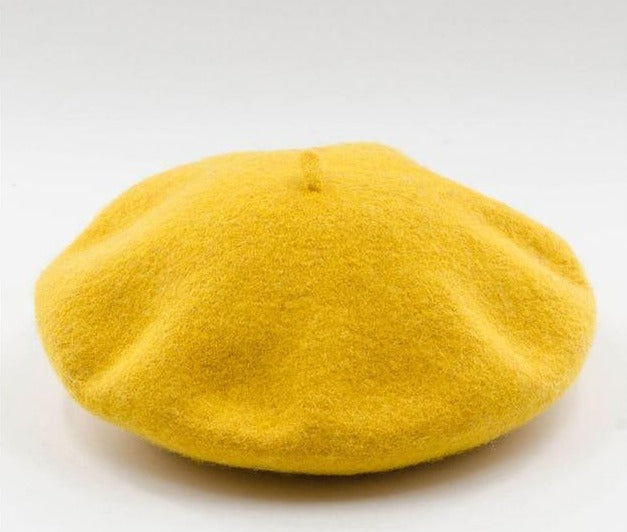 Picture of a Plain Women's Wool Beret yellow