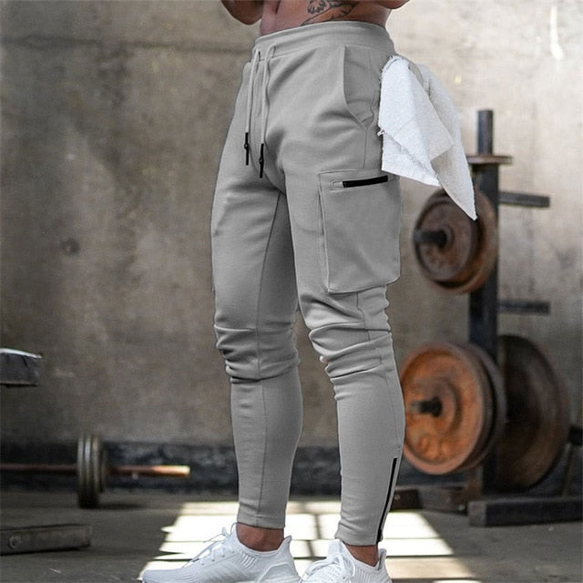 Picture of a Plain Men's Fitness & Workout Cotton Pants with Storage grey