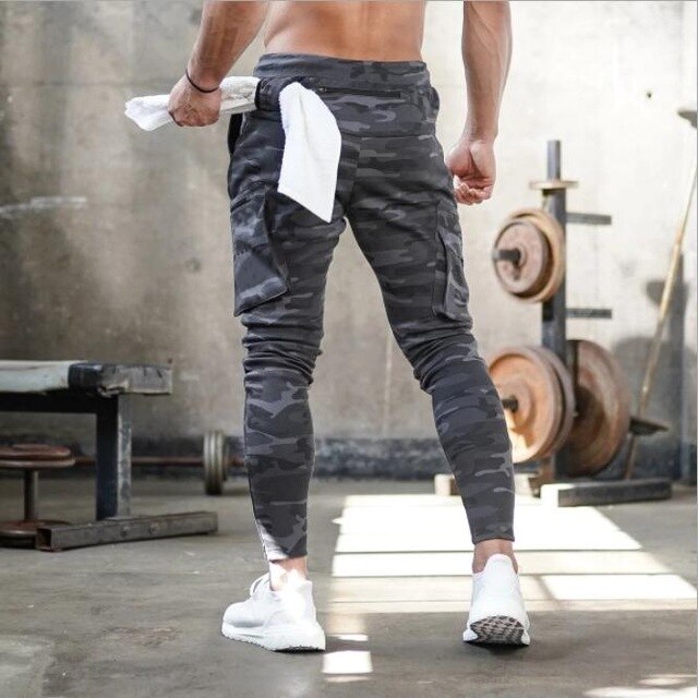 Picture of a Plain Men's Fitness & Workout Cotton Pants with Storage camo