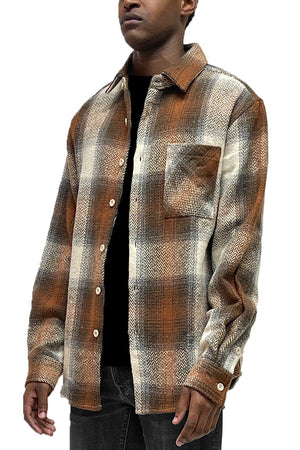 Picture of a Button Up Flannel Combo Jacket brown
