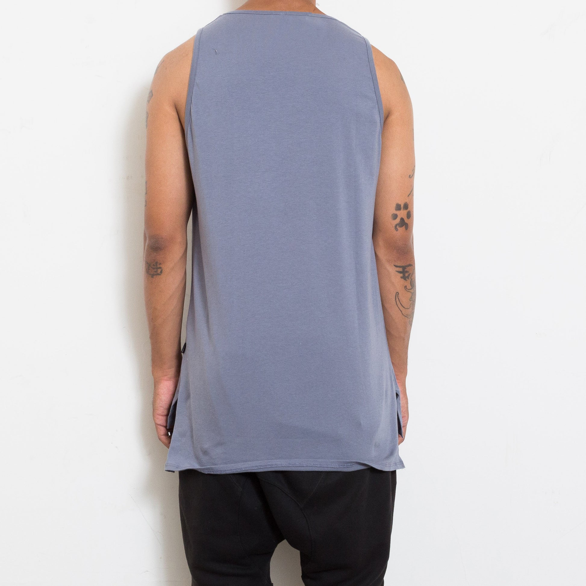 Picture of a Plain Men's Grey Tank Top back view