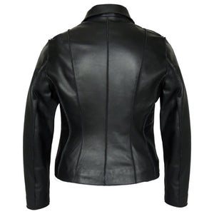 Picture of a Women's Professional Stunner Sheepskin Leather Jacket black back view