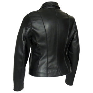 Picture of a Women's Professional Stunner Sheepskin Leather Jacket back side view black