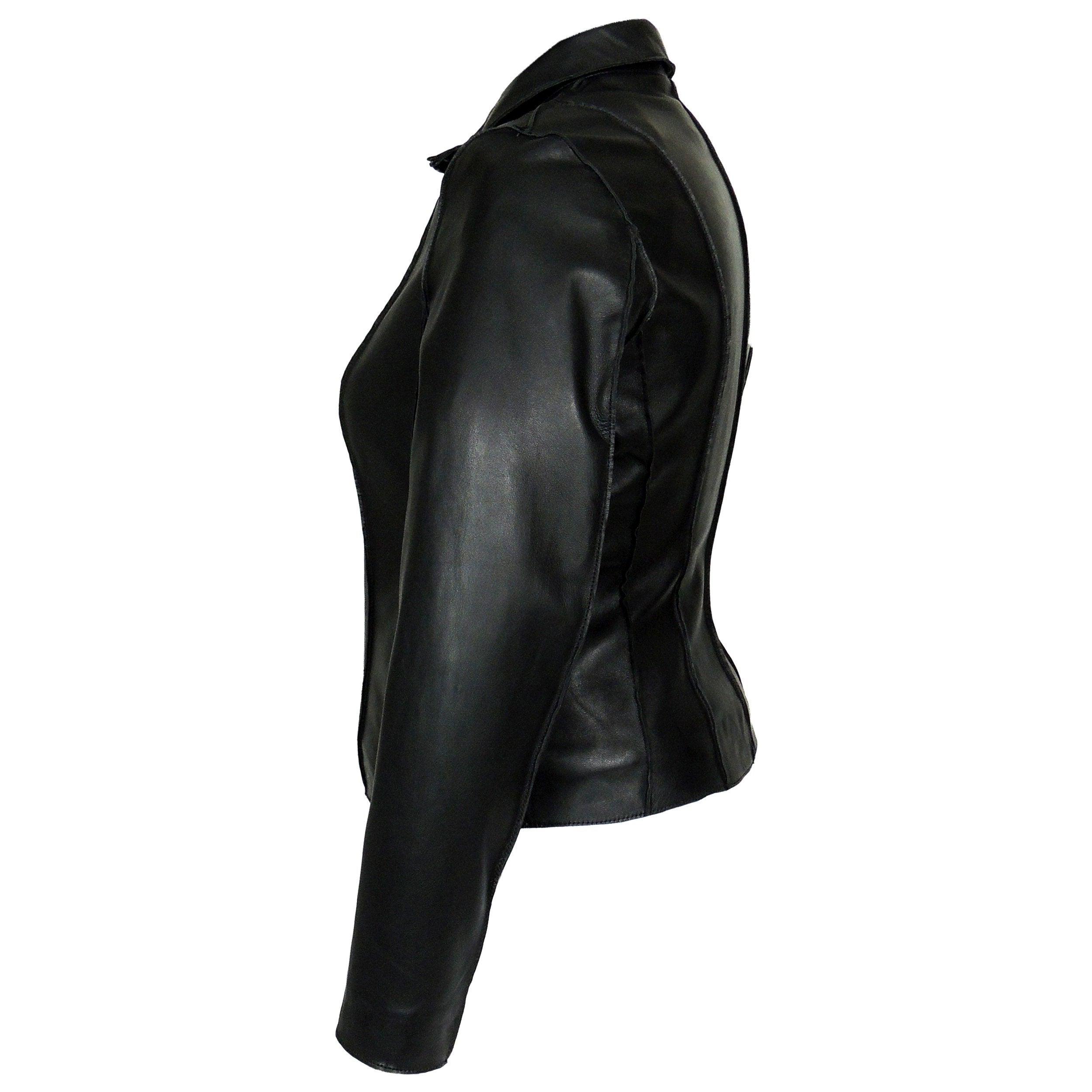Picture of a Women's Professional Stunner Sheepskin Leather Jacket black side view