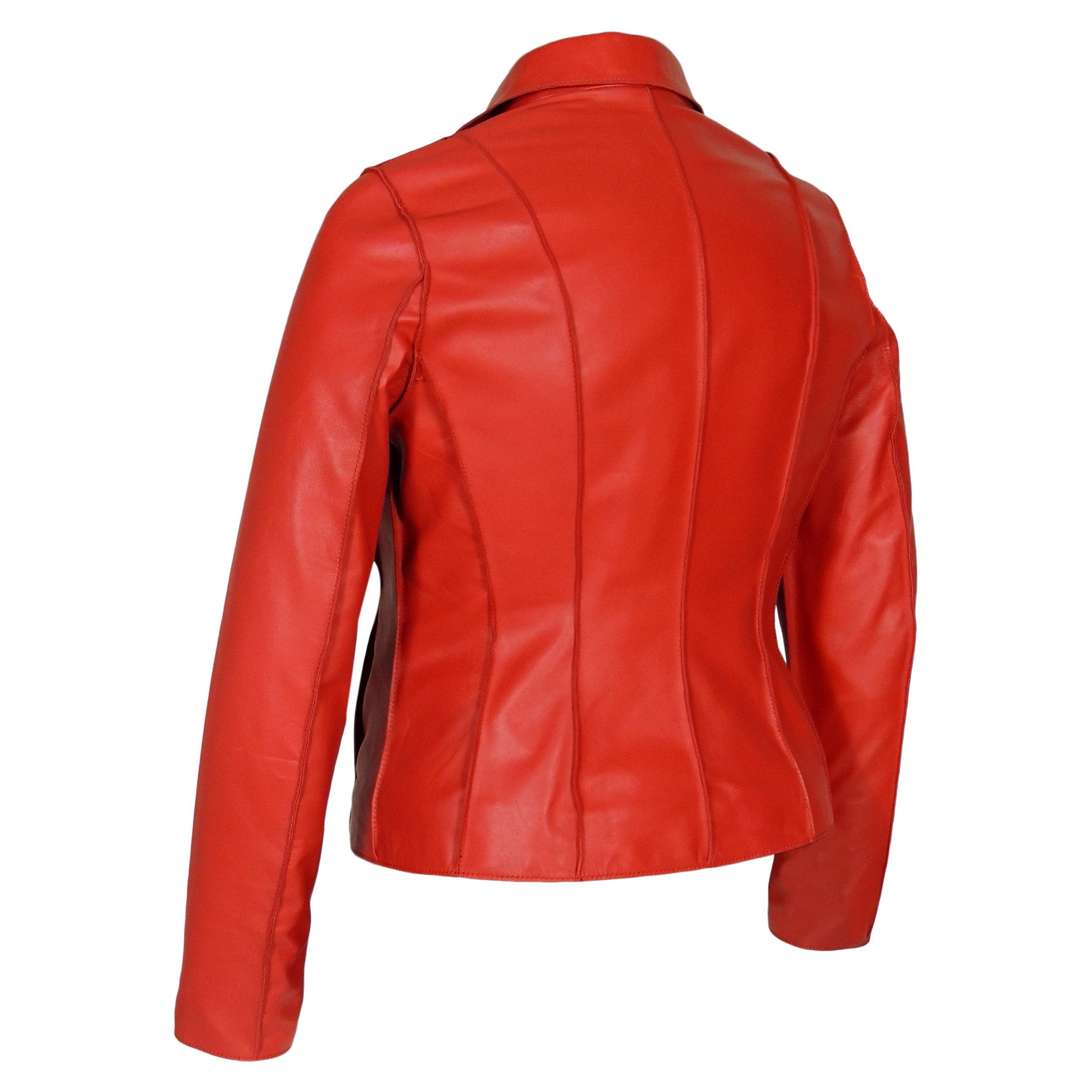 Picture of a Women's Professional Stunner Sheepskin Leather Jacket back side view