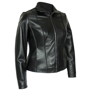 Picture of a Women's Professional Stunner Sheepskin Leather Jacket black front view
