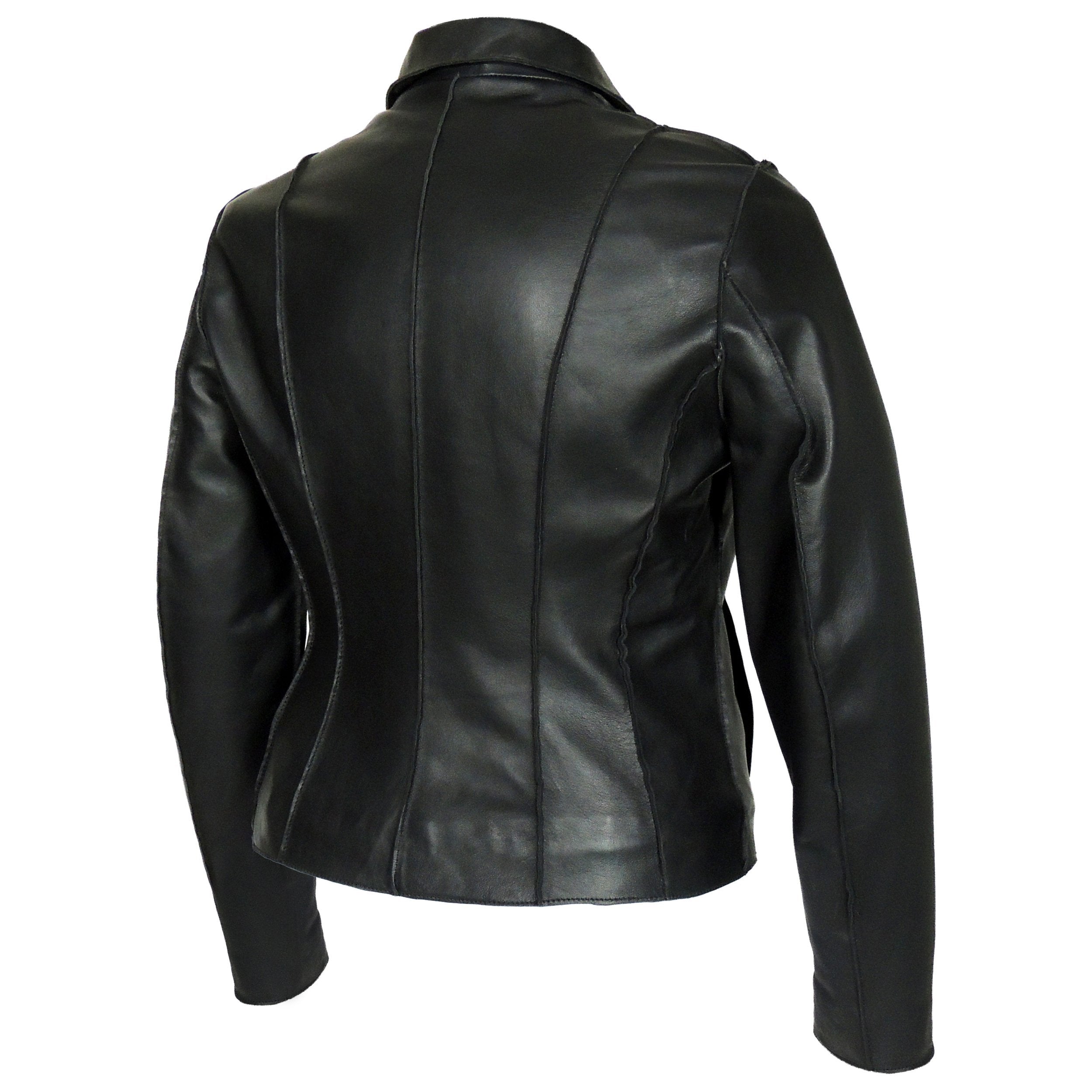 Picture of a Picture of a Women's Professional Stunner Sheepskin Leather Jacket black back view