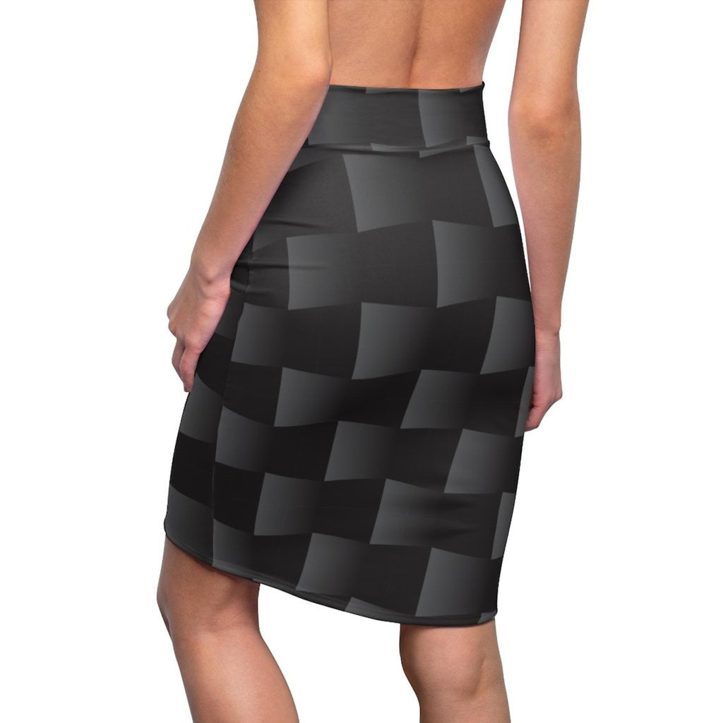 Women's Black Pencil Skirt back view